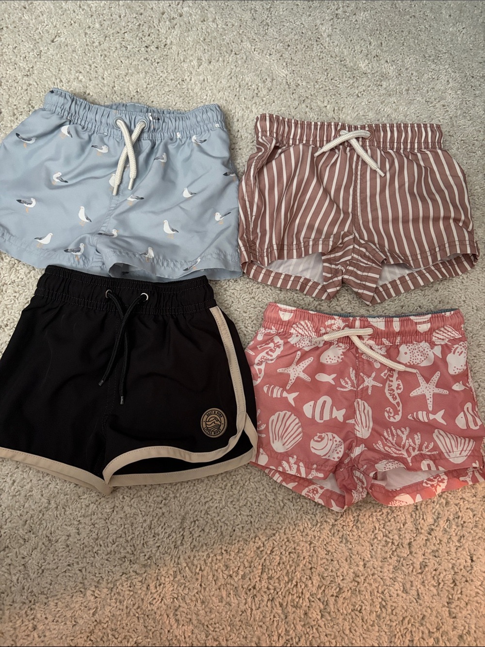Set of 4 Assorted Boys Swimmie Trunks. Size range from 18m - 2T